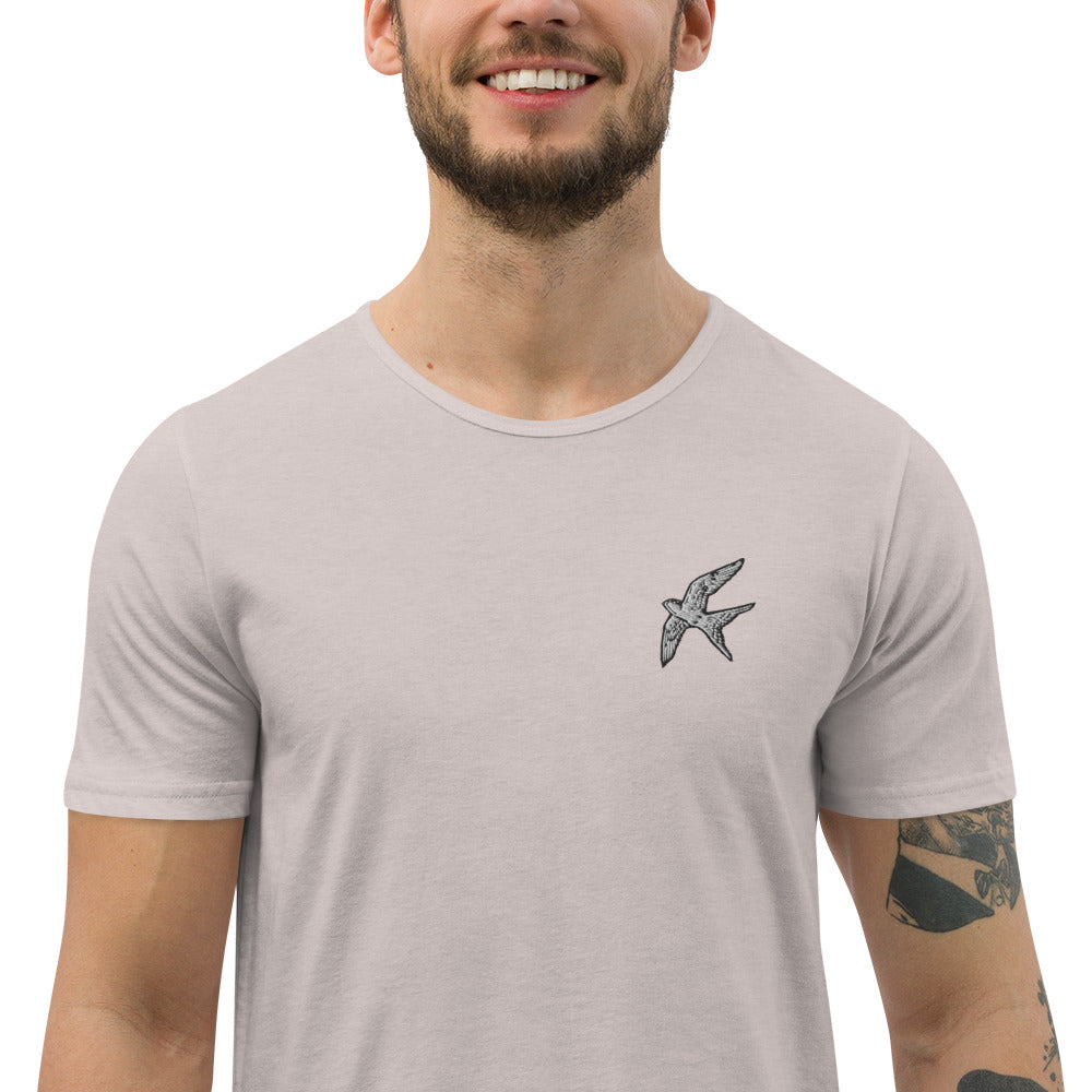 Love Bird | emroidered curved hem t-shirt