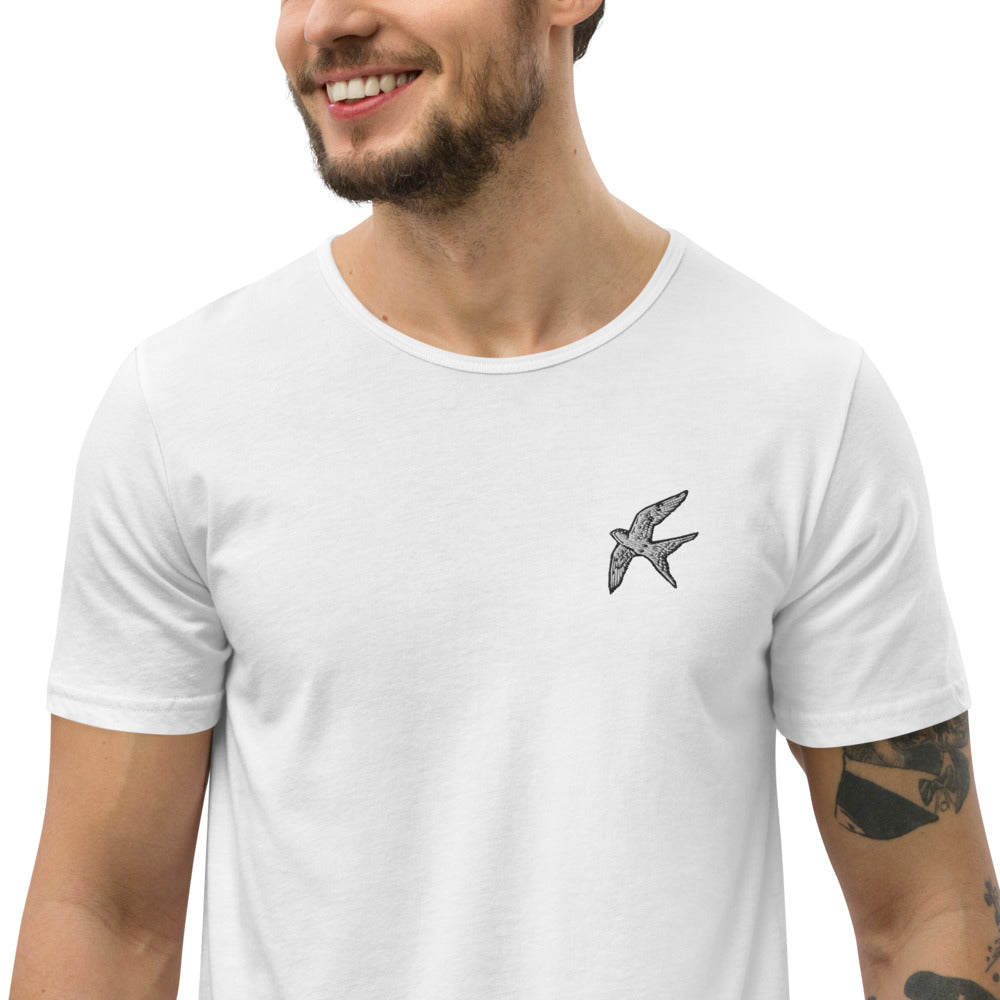 Love Bird | emroidered curved hem t-shirt