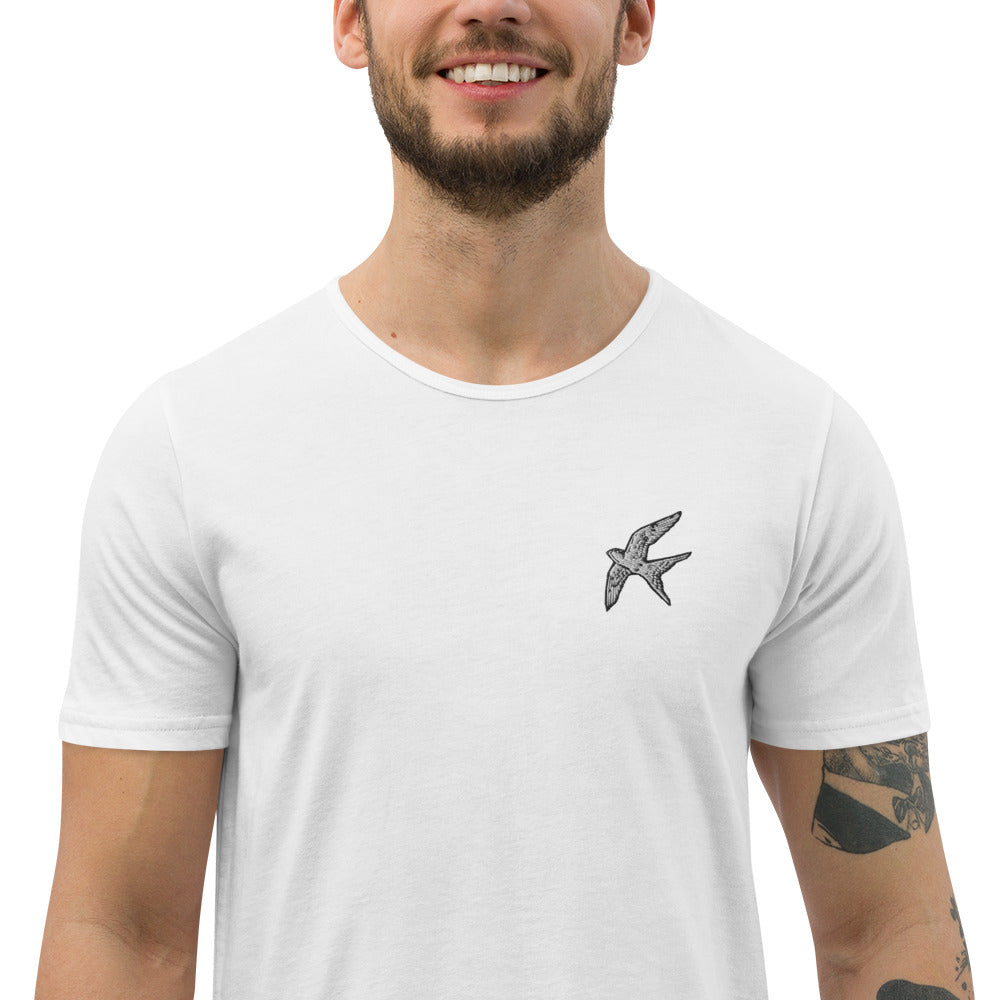 Love Bird | emroidered curved hem t-shirt